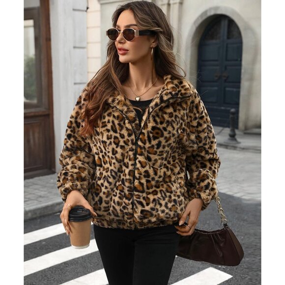 Stylish Fluffy Women's Jacket with Faux Fur Lapel - Perfect for Winter Wear - Picture 4 of 6